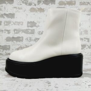 New Bp. Milo White Faux Leather Zip Up Platform Ankle Boots E368